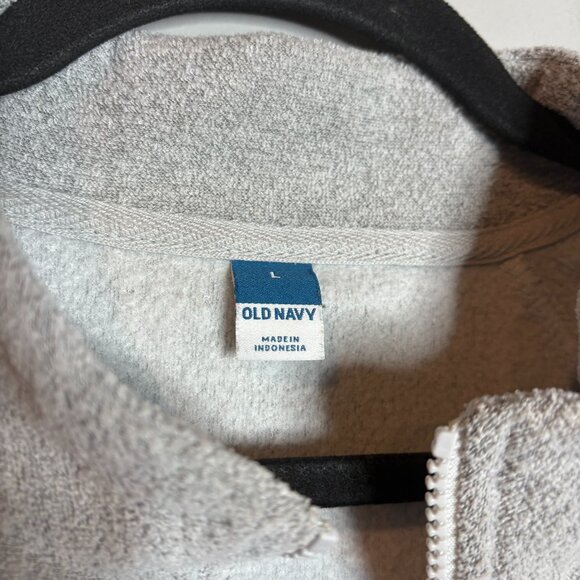Old Navy grey terry cropped zip up pullover - Picture 2 of 4